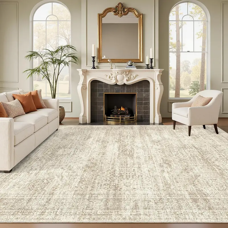 Geometric Indoor Area Rug – Soft Machine Washable Carpet, Non-Slip & Stain-Resistant Floor Mat for Living Room, Bedroom & Home Decor