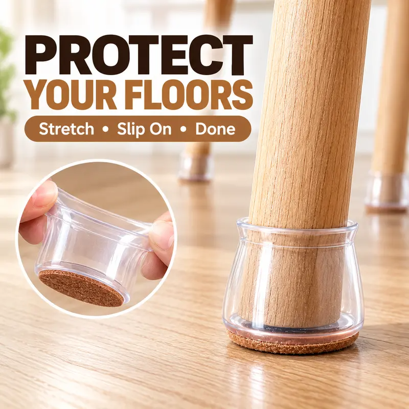 Stretchable Silicone Furniture Leg Protectors with Felt Pads – Anti-Scratch Floor Protectors for Chairs, Tables & Hardwood Floors