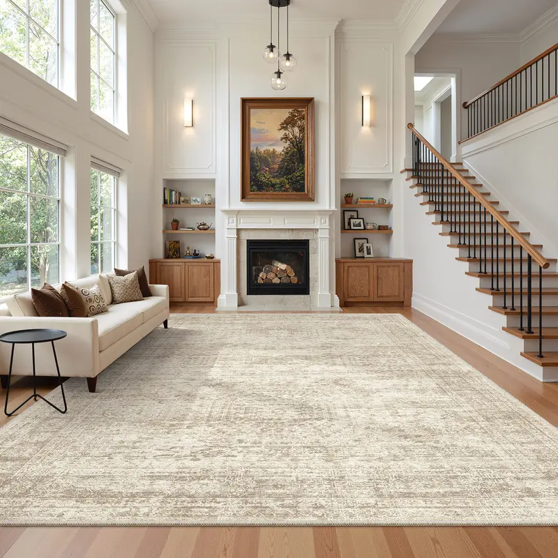 Geometric Indoor Area Rug – Soft Machine Washable Carpet, Non-Slip & Stain-Resistant Floor Mat for Living Room, Bedroom & Home Decor