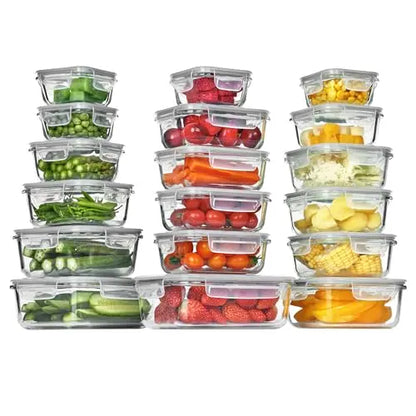 BIG SAVINGS, LIMITEDTIME!!18-Pack GlassFood StorageContainers withAirtight Lids -Stackable Meal PrepSet for KitchenOrganization, Lunch,Oven, Microwave &Freezer Safe