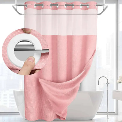 Upgrade Your Bathroom with a Waffle Weave Shower Curtain – Waterproof Double-Layer Design with Snap-In Washable Liner, 72" x 75"