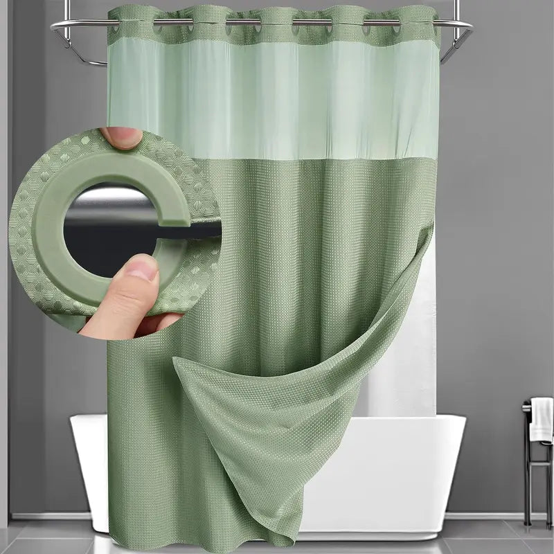 Upgrade Your Bathroom with a Waffle Weave Shower Curtain – Waterproof Double-Layer Design with Snap-In Washable Liner, 72" x 75"