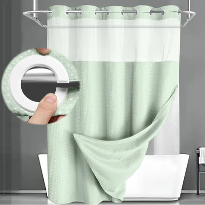 Upgrade Your Bathroom with a Waffle Weave Shower Curtain – Waterproof Double-Layer Design with Snap-In Washable Liner, 72" x 75"