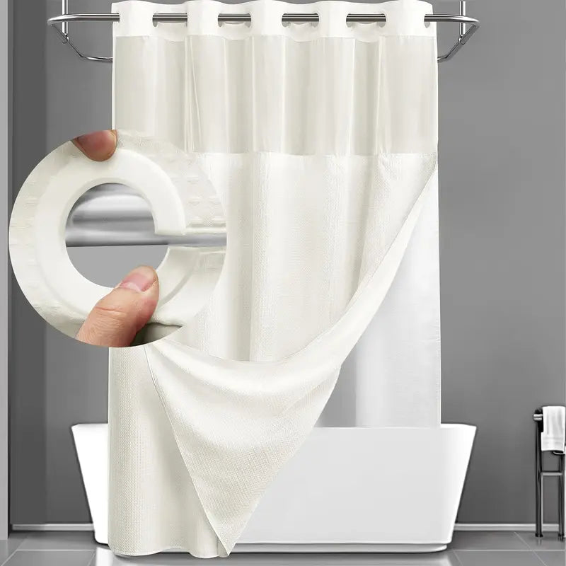 Upgrade Your Bathroom with a Waffle Weave Shower Curtain – Waterproof Double-Layer Design with Snap-In Washable Liner, 72" x 75"