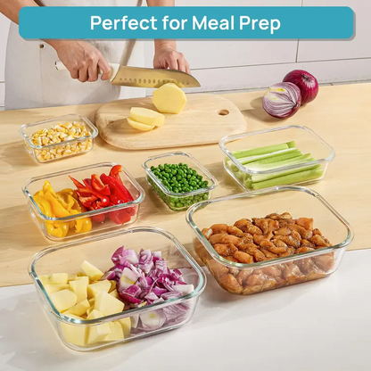 BIG SAVINGS, LIMITEDTIME!!18-Pack GlassFood StorageContainers withAirtight Lids -Stackable Meal PrepSet for KitchenOrganization, Lunch,Oven, Microwave &Freezer Safe