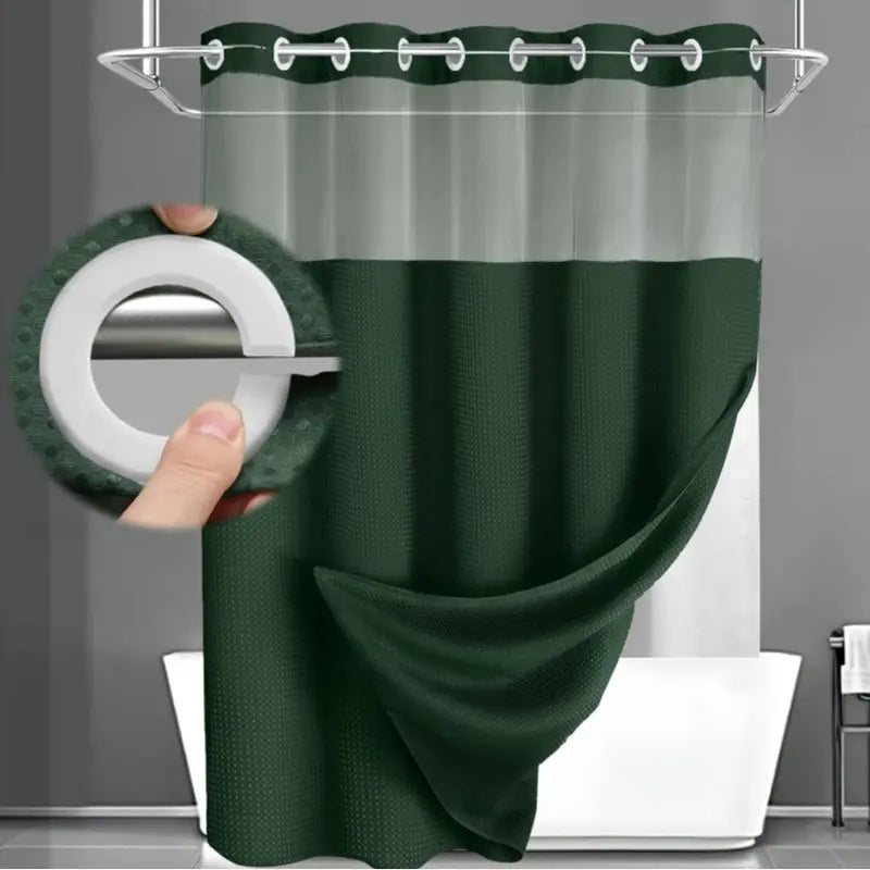 Upgrade Your Bathroom with a Waffle Weave Shower Curtain – Waterproof Double-Layer Design with Snap-In Washable Liner, 72" x 75"