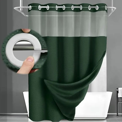Upgrade Your Bathroom with a Waffle Weave Shower Curtain – Waterproof Double-Layer Design with Snap-In Washable Liner, 72" x 75"