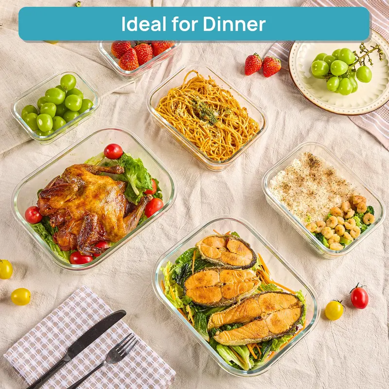 BIG SAVINGS, LIMITEDTIME!!18-Pack GlassFood StorageContainers withAirtight Lids -Stackable Meal PrepSet for KitchenOrganization, Lunch,Oven, Microwave &Freezer Safe