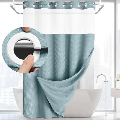 Upgrade Your Bathroom with a Waffle Weave Shower Curtain – Waterproof Double-Layer Design with Snap-In Washable Liner, 72" x 75"
