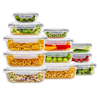 BIG SAVINGS, LIMITEDTIME!!18-Pack GlassFood StorageContainers withAirtight Lids -Stackable Meal PrepSet for KitchenOrganization, Lunch,Oven, Microwave &Freezer Safe