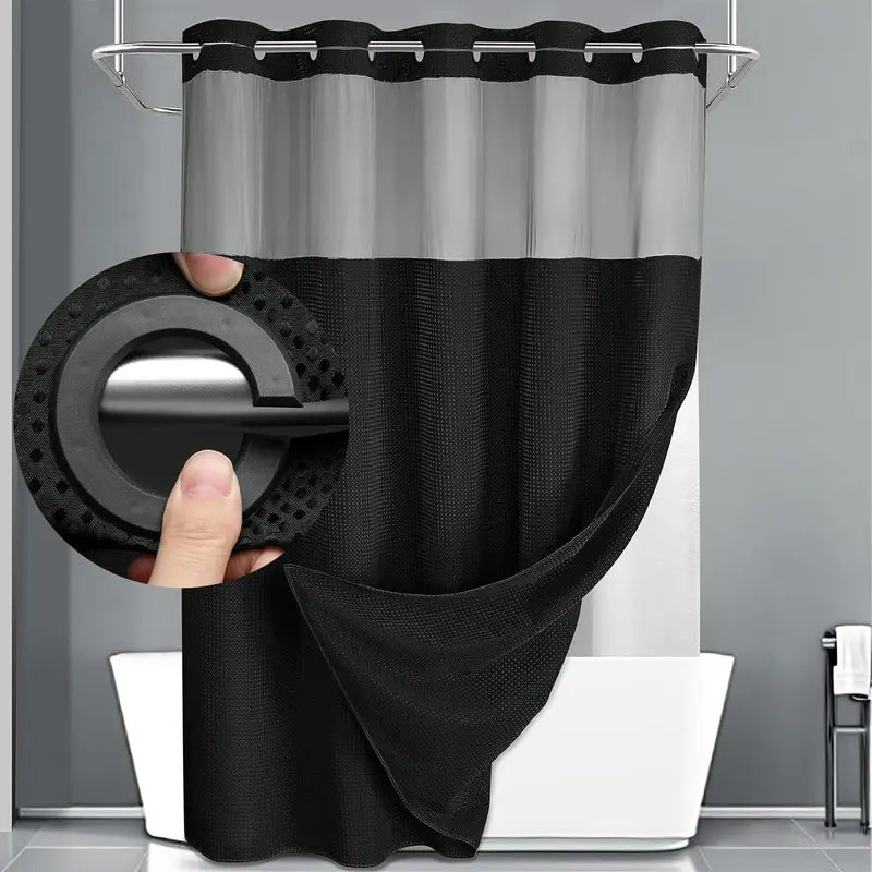 Upgrade Your Bathroom with a Waffle Weave Shower Curtain – Waterproof Double-Layer Design with Snap-In Washable Liner, 72" x 75"