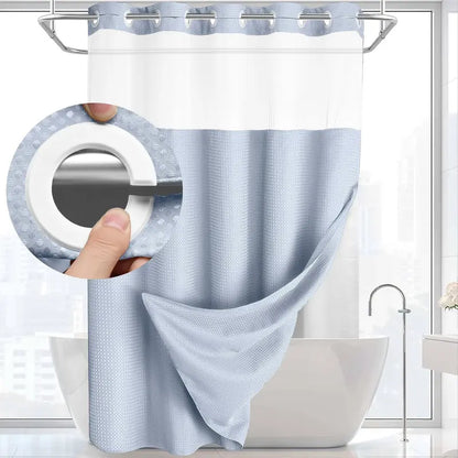 Upgrade Your Bathroom with a Waffle Weave Shower Curtain – Waterproof Double-Layer Design with Snap-In Washable Liner, 72" x 75"