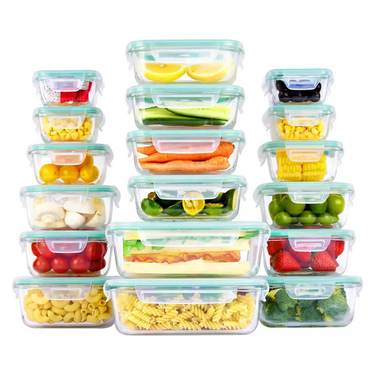 BIG SAVINGS, LIMITEDTIME!!18-Pack GlassFood StorageContainers withAirtight Lids -Stackable Meal PrepSet for KitchenOrganization, Lunch,Oven, Microwave &Freezer Safe