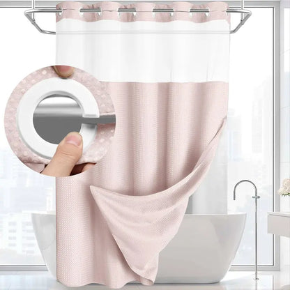 Upgrade Your Bathroom with a Waffle Weave Shower Curtain – Waterproof Double-Layer Design with Snap-In Washable Liner, 72" x 75"