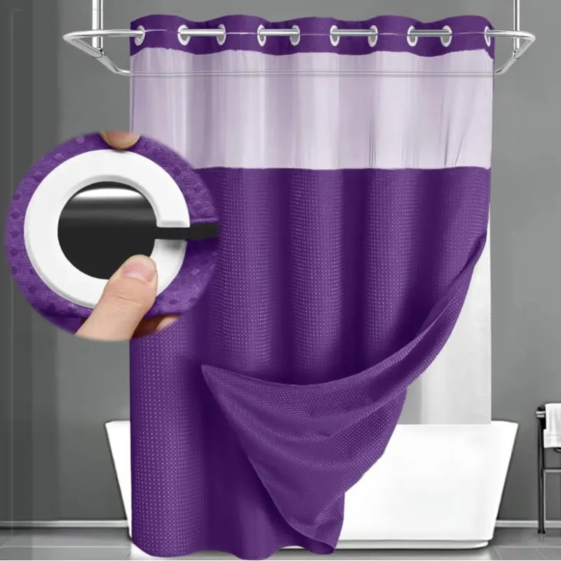 Upgrade Your Bathroom with a Waffle Weave Shower Curtain – Waterproof Double-Layer Design with Snap-In Washable Liner, 72" x 75"