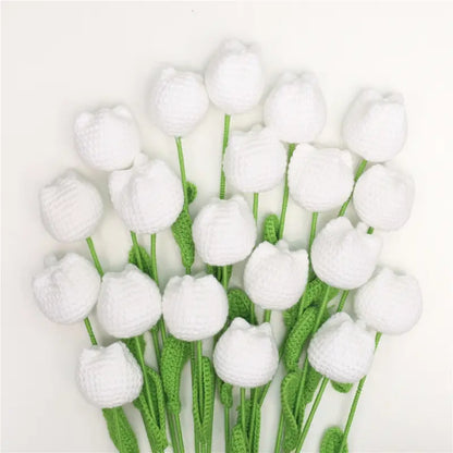 10/20/30Pcs Crochet Tulips without Vase, Mother's Day Gift, Artificial Flower Bouquet, Decorative Flowers, Graduation Gift, Valentine's Day Gift, Room Decor for Girls, Fall Room Decor, Funky Room Decor, Birthday Gift
