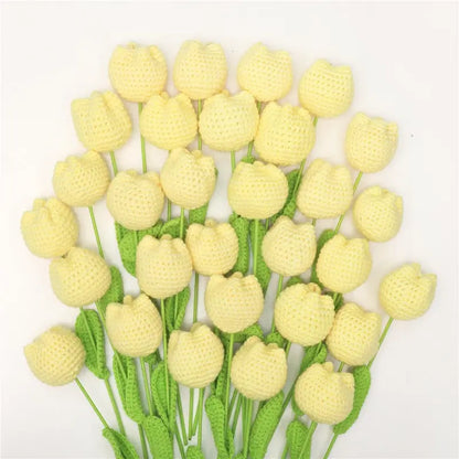 10/20/30Pcs Crochet Tulips without Vase, Mother's Day Gift, Artificial Flower Bouquet, Decorative Flowers, Graduation Gift, Valentine's Day Gift, Room Decor for Girls, Fall Room Decor, Funky Room Decor, Birthday Gift