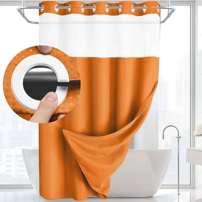 Upgrade Your Bathroom with a Waffle Weave Shower Curtain – Waterproof Double-Layer Design with Snap-In Washable Liner, 72" x 75"