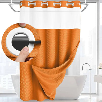 Upgrade Your Bathroom with a Waffle Weave Shower Curtain – Waterproof Double-Layer Design with Snap-In Washable Liner, 72" x 75"