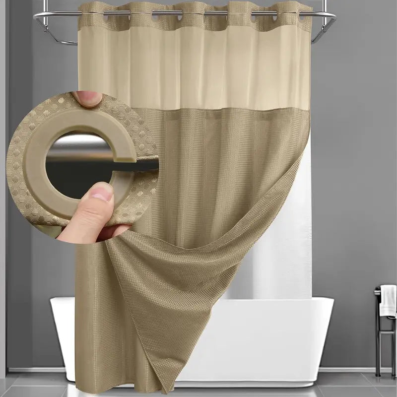 Upgrade Your Bathroom with a Waffle Weave Shower Curtain – Waterproof Double-Layer Design with Snap-In Washable Liner, 72" x 75"