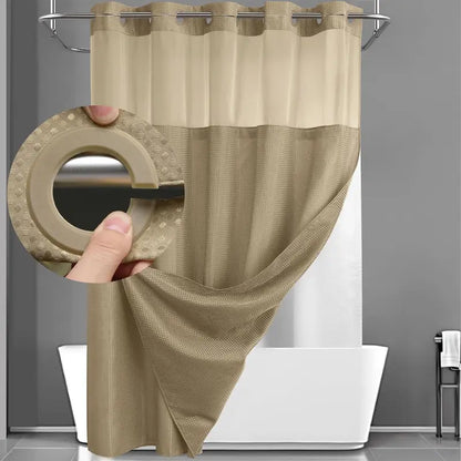 Upgrade Your Bathroom with a Waffle Weave Shower Curtain – Waterproof Double-Layer Design with Snap-In Washable Liner, 72" x 75"
