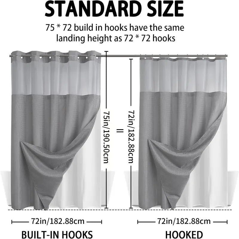 Upgrade Your Bathroom with a Waffle Weave Shower Curtain – Waterproof Double-Layer Design with Snap-In Washable Liner, 72" x 75"