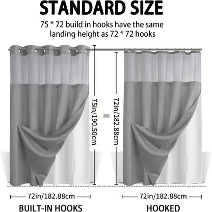 Upgrade Your Bathroom with a Waffle Weave Shower Curtain – Waterproof Double-Layer Design with Snap-In Washable Liner, 72" x 75"