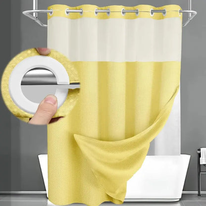 Upgrade Your Bathroom with a Waffle Weave Shower Curtain – Waterproof Double-Layer Design with Snap-In Washable Liner, 72" x 75"