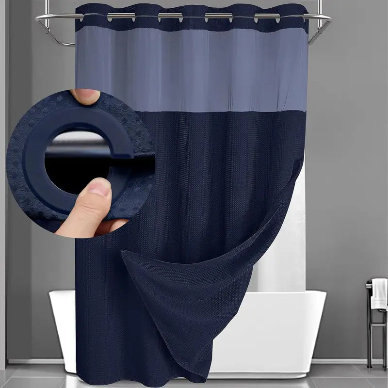 Upgrade Your Bathroom with a Waffle Weave Shower Curtain – Waterproof Double-Layer Design with Snap-In Washable Liner, 72" x 75"