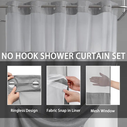 Upgrade Your Bathroom with a Waffle Weave Shower Curtain – Waterproof Double-Layer Design with Snap-In Washable Liner, 72" x 75"