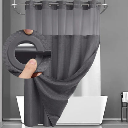 Upgrade Your Bathroom with a Waffle Weave Shower Curtain – Waterproof Double-Layer Design with Snap-In Washable Liner, 72" x 75"