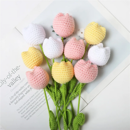 10/20/30Pcs Crochet Tulips without Vase, Mother's Day Gift, Artificial Flower Bouquet, Decorative Flowers, Graduation Gift, Valentine's Day Gift, Room Decor for Girls, Fall Room Decor, Funky Room Decor, Birthday Gift