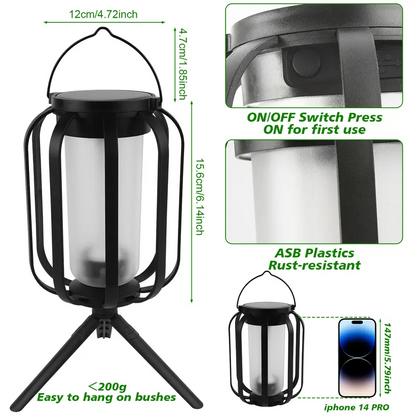 Solar Flame Lanterns Outdoor – Realistic Flickering Fire Effect, Solar & USB Rechargeable, 4 Lighting Modes, Waterproof Hanging Patio & Garden Lights