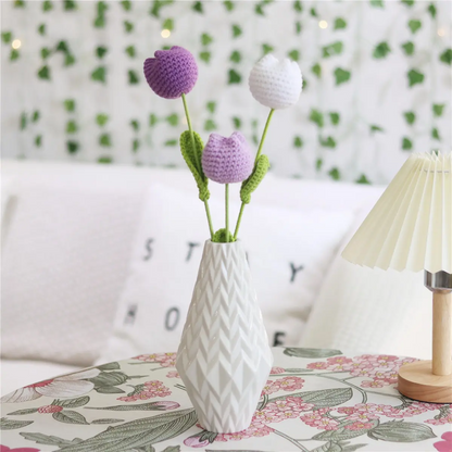 10/20/30Pcs Crochet Tulips without Vase, Mother's Day Gift, Artificial Flower Bouquet, Decorative Flowers, Graduation Gift, Valentine's Day Gift, Room Decor for Girls, Fall Room Decor, Funky Room Decor, Birthday Gift