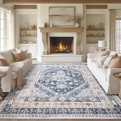 Geometric Indoor Area Rug – Soft Machine Washable Carpet, Non-Slip & Stain-Resistant Floor Mat for Living Room, Bedroom & Home Decor