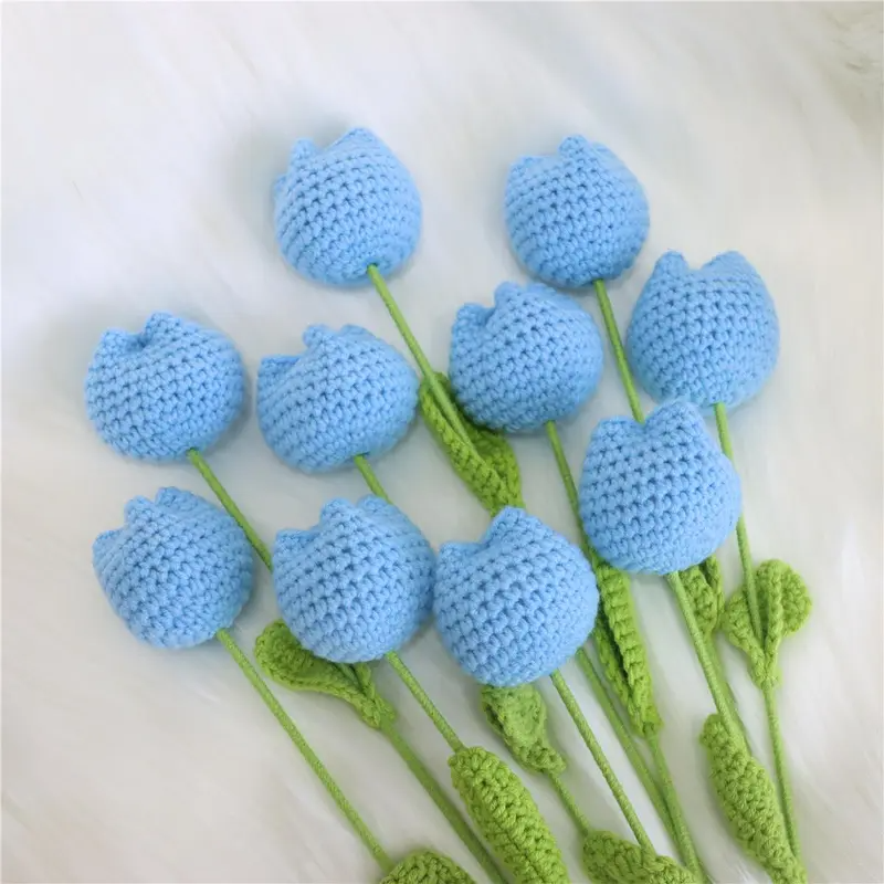 10/20/30Pcs Crochet Tulips without Vase, Mother's Day Gift, Artificial Flower Bouquet, Decorative Flowers, Graduation Gift, Valentine's Day Gift, Room Decor for Girls, Fall Room Decor, Funky Room Decor, Birthday Gift