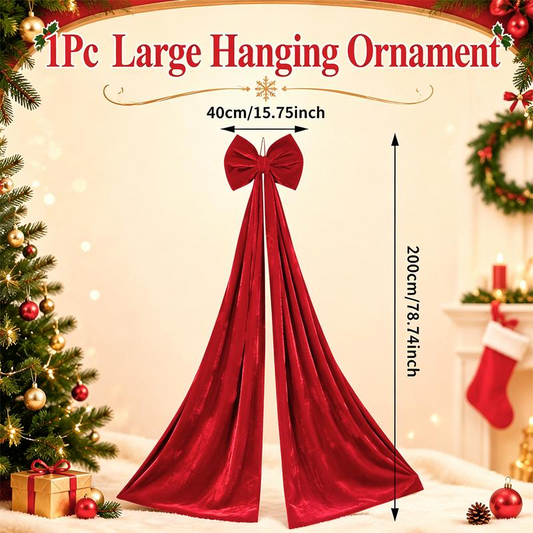 6.5FT Large Wine-Red Velvet Bow, Giant Burgundy Red Christmas Bow for Tree Decoration, Christmas Decorations for Home 2026, Holiday Tree Topper Window Wall Hanging Xmas Ornament, Festive Home Decor Accessory, Decorative Ornament