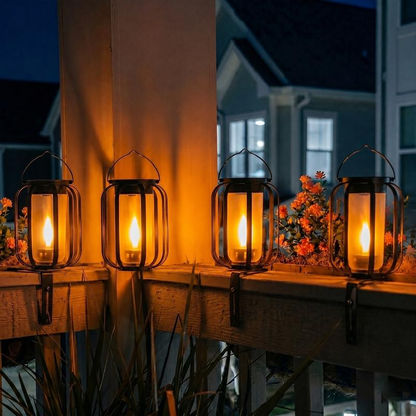 Solar Flame Lanterns Outdoor – Realistic Flickering Fire Effect, Solar & USB Rechargeable, 4 Lighting Modes, Waterproof Hanging Patio & Garden Lights