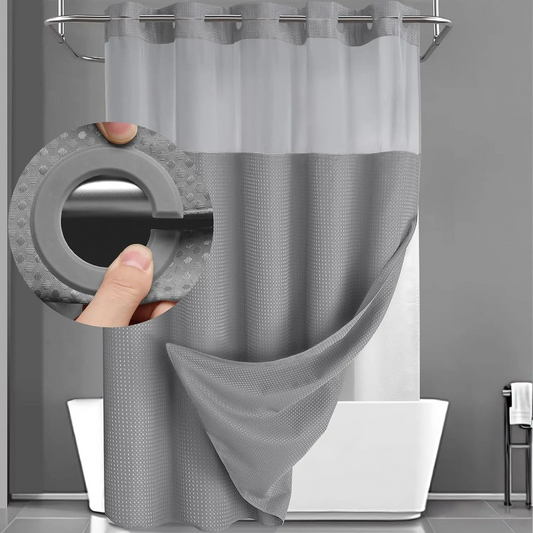 Upgrade Your Bathroom with a Waffle Weave Shower Curtain – Waterproof Double-Layer Design with Snap-In Washable Liner, 72" x 75"