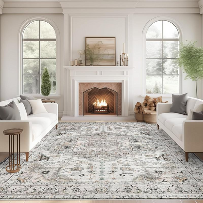 Geometric Indoor Area Rug – Soft Machine Washable Carpet, Non-Slip & Stain-Resistant Floor Mat for Living Room, Bedroom & Home Decor