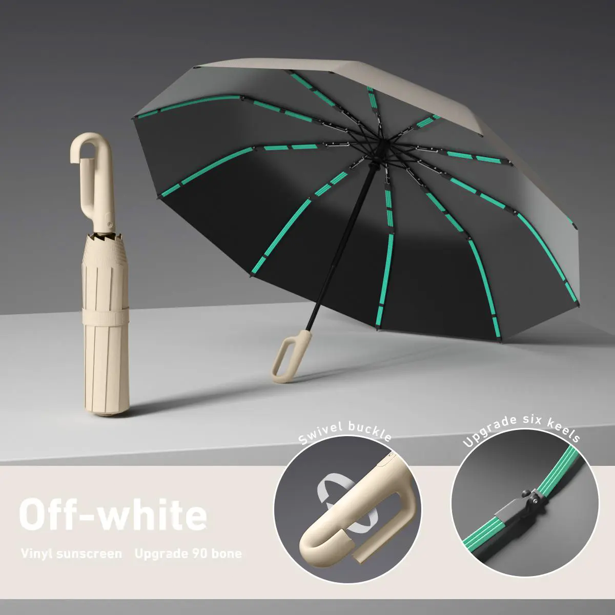 Automatic Folding Umbrella, 1 Count/60pcs Portable Rain Umbrella with Loop Buckle, Windproof & Waterproof Umbrella for Men & Women