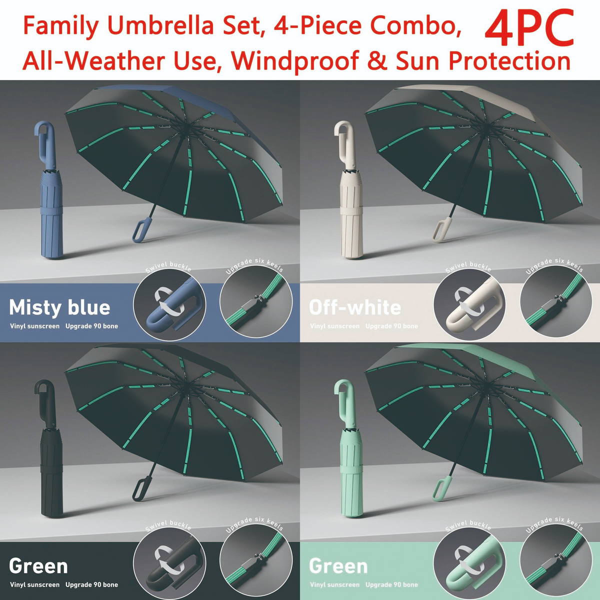 Automatic Folding Umbrella, 1 Count/60pcs Portable Rain Umbrella with Loop Buckle, Windproof & Waterproof Umbrella for Men & Women