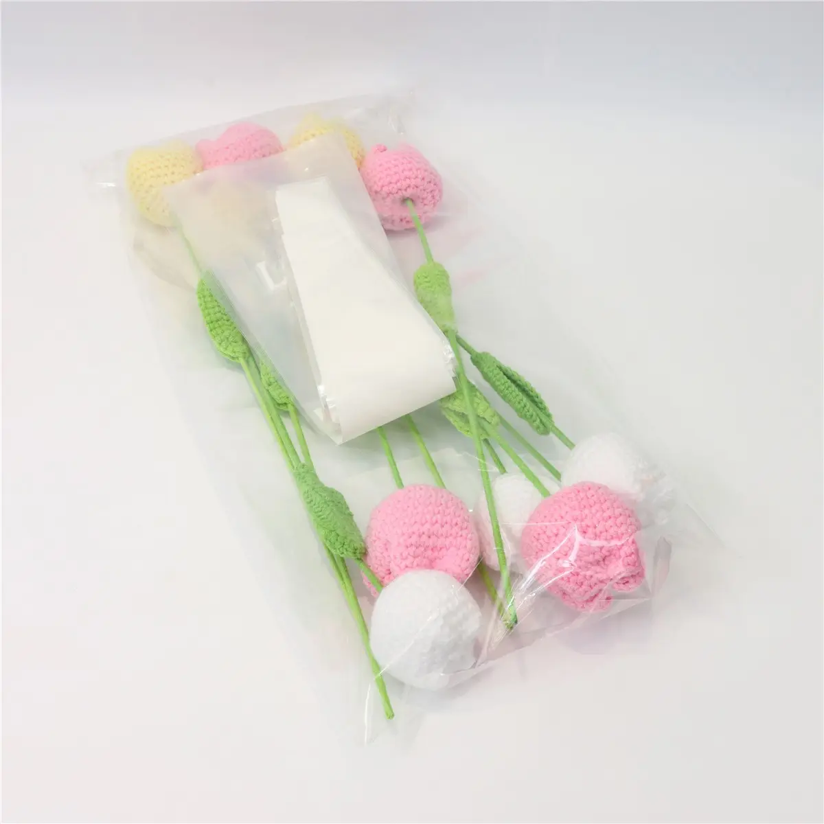 10/20/30Pcs Crochet Tulips without Vase, Mother's Day Gift, Artificial Flower Bouquet, Decorative Flowers, Graduation Gift, Valentine's Day Gift, Room Decor for Girls, Fall Room Decor, Funky Room Decor, Birthday Gift