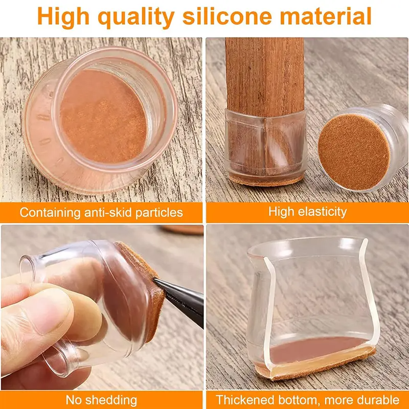 Stretchable Silicone Furniture Leg Protectors with Felt Pads – Anti-Scratch Floor Protectors for Chairs, Tables & Hardwood Floors