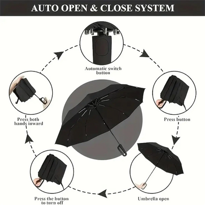 Automatic Folding Umbrella, 1 Count/60pcs Portable Rain Umbrella with Loop Buckle, Windproof & Waterproof Umbrella for Men & Women